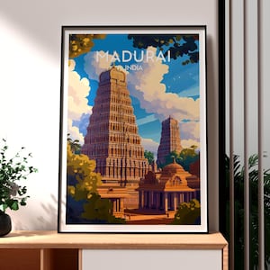 Madurai Travel Print - India Wall Art - India Art - Madurai Poster - Madurai Gopurams - India Print - Gift for Traveller - Gateway Towers