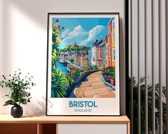 Bristol Cityscape Art Print: Clifton Suspension Bridge, UK Travel Poster