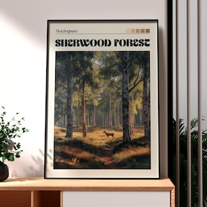 Sherwood Forest Poster - Nottingham Wandkunst - Sherwood Forest Wandkunst - Robin Hood Poster - Sherwood Forest Center Parcs - Nottingham