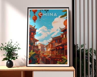 China Travel Poster: Chinese Temple Art Print