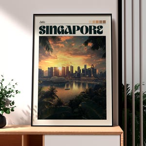 Singapore Poster - Singapore Wall Art - Singapore Monorail - Marina Bay Wall Art - Singapore Travel Print - Singapore City Art - Singapore