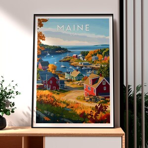 Impresión de Maine - Arte mural de Maine - Póster de un estado de EE. UU. - Arte mural de EE. UU. - Regalo para viajeros - Impresión de viaje a EE. UU. - West Quoddy Head - Faro de Maine
