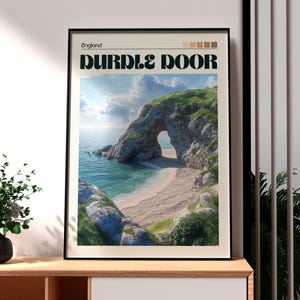 Durdle Door Print - Jurassic Coast Wall Art -  England Coast Poster - Travel Wall Art - Dorset Poster - Dorset Cliffs Art - UK AONB Poster