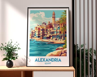 Alexandria Ägypten Reiseposter: Vintage Style Kunstdruck