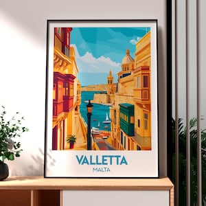 Valletta Poster - Malta Wall Art - Valletta Travel Art - Malta Poster - St Johns Cathedral - Malta Travel Print - Valletta City Art Malta