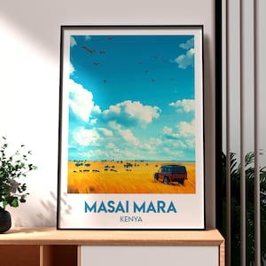 Masai Mara Nature Reserve Poster - Kenya Print - Masai Mara Travel Art - Africa Travel Art - Kenya Wall Art - Africa Wildlife Poster Safari