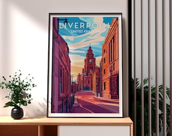 Liverpool Cityscape Print: Modern UK Travel Poster