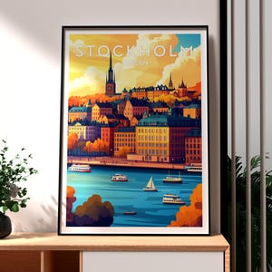 Stockholm Print - Sweden Wall Art - Stockholm Travel Art - Sweden Poster - Stockholm Old Town - Sweden Travel Print - Stockholm River Art