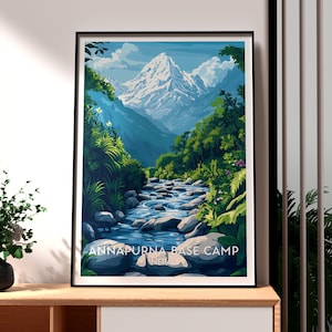 Annapurna Base Camp Poster - The Himalayas Wall Art - Nepal Print - Everest Wall Art - Nepal Trekking Poster - Annapurna Print - Nepal
