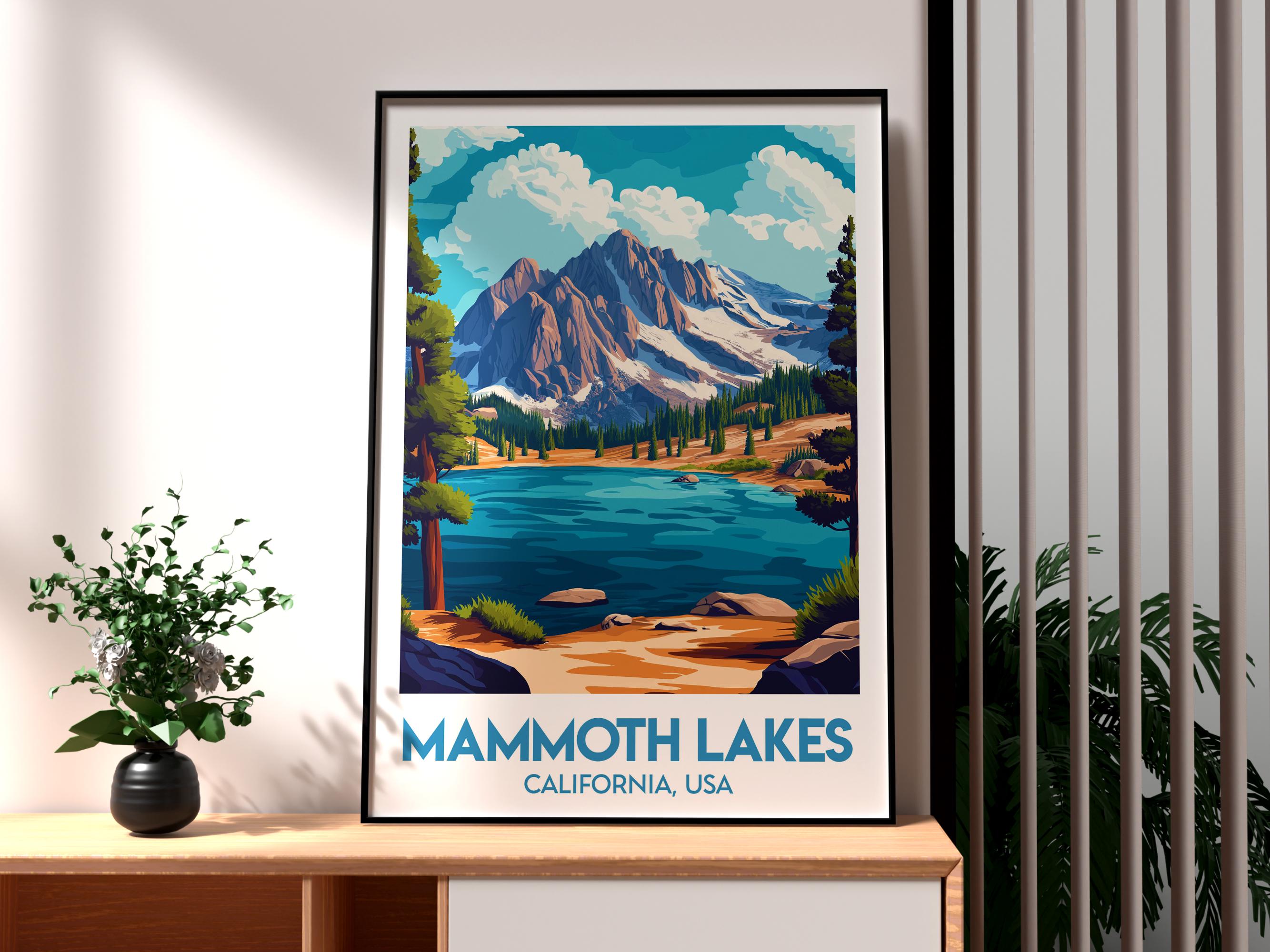 マンモスレイクスのプリント：シエラネバダの旅行ポスター - Etsy 日本
