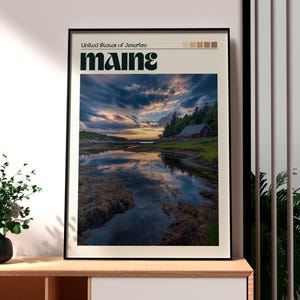 Impresión de Maine - Arte mural de Maine - Póster de un estado de EE. UU. - Arte mural de EE. UU. - Regalo para viajeros - Impresión de viaje a EE. UU. - West Quoddy Head - Faro de Maine