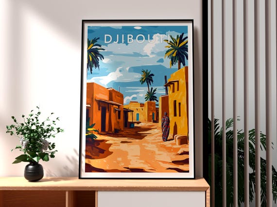 ジブチ旅行ポスター：アフリカ都市アートプリント - Etsy 日本