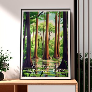 コンガリー国立公園のウォールアート - サウスカロライナ州のポスター - 旅行のウォールアート - アメリカの国立公園のポスター - コンガリー国立公園のポスターアート