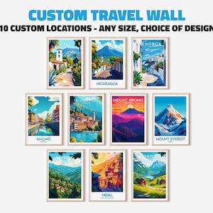 10 Custom Travel Prints - Custom City Poster - Custom Country Poster - Custom Travel Poster - Personalised - Custom Print - Travel Wall Art