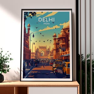 Impresión de viaje a Delhi - Arte mural de la India - Arte de la India - Póster de Nueva Delhi - Póster de la Puerta de Delhi - Impresión de la India - Regalo para viajeros - Arte de la Vieja Delhi