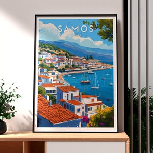 Samos Print - Greece Wall Art - Samos Island Poster - Travel Wall Art - Greek Art - Samos Greece Poster - Samos Coastal Art - Greek Art