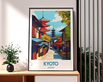 Kyoto Japan Art Print: Temple Cityscape Poster