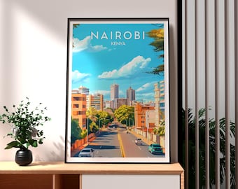 Nairobi Kenya Travel Poster: Africa Wall Art Print