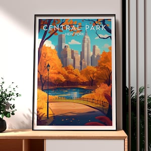 Central Park Print - New York Wall Art -  New York Skyscraper Poster - Travel Wall Art - USA Travel Poster - Central Park Art - NY Poster