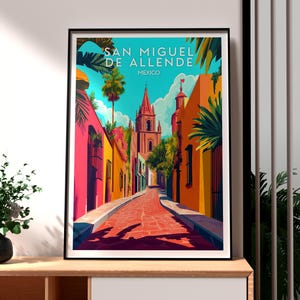 Impresión de San Miguel de Allende - Arte mural de San Miguel de Allende, México - Póster de Ciudad de México - Arte mural de viajes - Póster de México