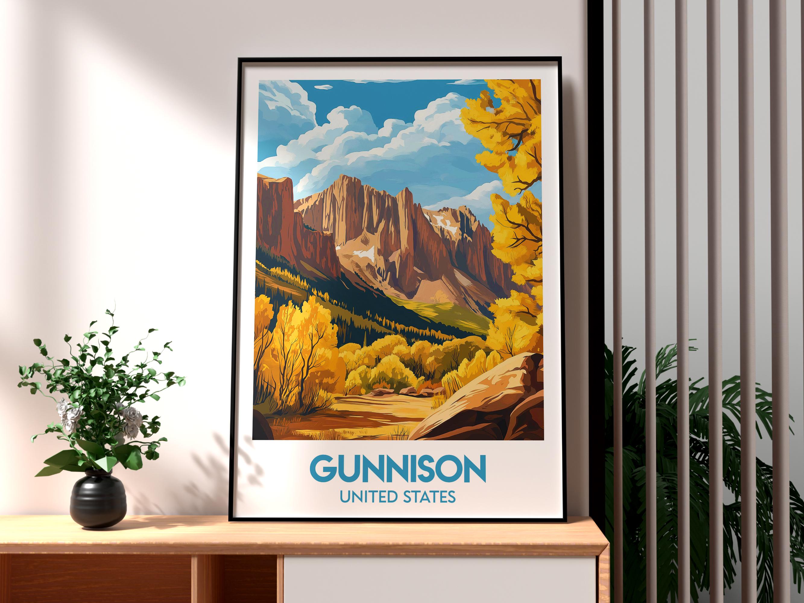 ガニソン国立公園のポスター：コロラド旅行アートプリント - Etsy 日本
