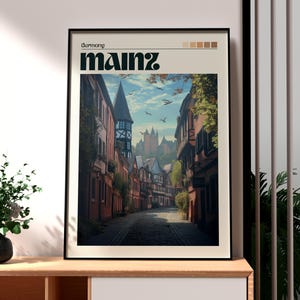 Mainz Travel Print - Germany Wall Art - Germany Poster - Travel Wall Art  - Gift for Traveller - Mainz City Art - Mainz Germany Art Rhine