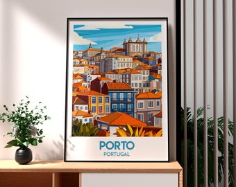 Porto Portugal Travel Poster: Europe Wall Art Print