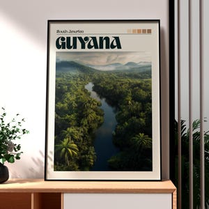 Guyana Poster - Guyana Art - Guyana Travel Print - Guyana Wall Art - Georgetown Guyana Travel Print - Backpacking Poster - South America Art