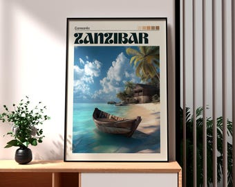 Zanzibar Beach Art Print – Tanzania Travel Poster