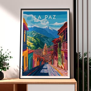 La Paz Poster - Bolivia Art - Bolivia Travel Print - Bolivia Wall Art - La Paz Travel Print - Backpacking Poster - South America Art La Paz