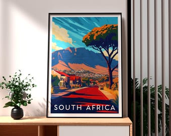 South Africa Travel Poster: Vintage Style African Art Print