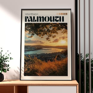 Falmouth Print - Cornwall Wall Art -  Falmouth Beach Poster - Travel Wall Art - Falmouth Harbour Poster - Falmouth Art - UK Travel Art Print