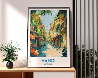 Hanoi Vietnam Art Print: Travel Poster, Old Quarter (260gsm Semi-Gloss Paper)