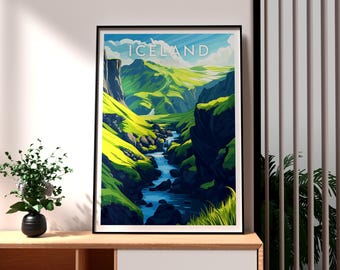 Impresión de Islandia - Arte mural de Islandia - Póster de Reikiavik - Arte de viaje a Islandia - Regalo para viajeros - Arte de viaje a Islandia - Póster de Reikiavik