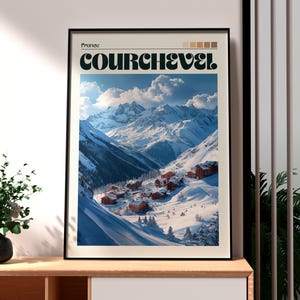 Courchevel Skiing Poster - The Three Valleys Poster - French Alps Poster - Skiing Poster - France Ski - Val Thorens - Meribel - Ski Resort