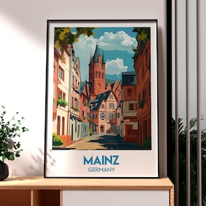 Mainz Travel Print - Germany Wall Art - Germany Poster - Travel Wall Art  - Gift for Traveller - Mainz City Art - Mainz Germany Art Rhine