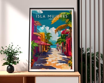 Isla Mujeres print - Mexico-eiland kunst aan de muur - Isla Mujeres strand poster - reizen muur kunst - Mexico reizen poster - kunst op het schiereiland Yucatán