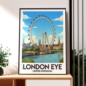 London Print - London Eye Wall Art - United Kingdom Poster - Travel Wall Art - London Travel Print - London Eye Poster - London Wall Art