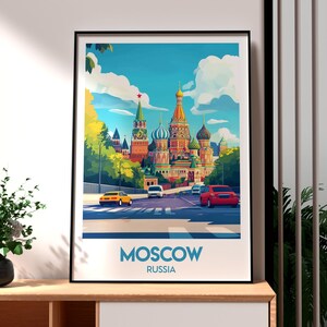 Impresión de Moscú - Arte mural de Rusia - Póster de la ciudad de Moscú - Arte mural de viajes - Póster del Kremlin - Impresión de viajes a Rusia - Arte mural de Moscú