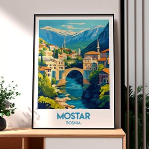 Mostar Print - Bosnia and Herzegovina Wall Art - Mostar Poster - Neretva River - Stari Most Bridge - Bosnia Poster - Mostar Wall Art Europe
