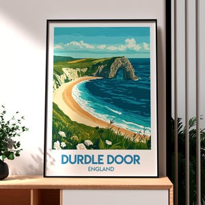 Durdle Door Print - Jurassic Coast Wall Art -  England Coast Poster - Travel Wall Art - Dorset Poster - Dorset Cliffs Art - UK AONB Poster