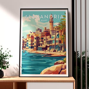 Alexandria Egypt Travel Poster: Vintage Style Art Print