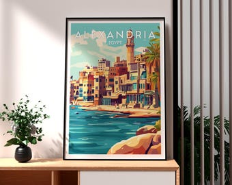 Alexandria Ägypten Reiseposter: Vintage Style Kunstdruck