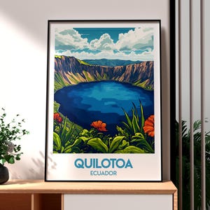 Quilotoa Lake Poster - Ecuador Art - Ecuador Travel Print - Quilotoa Wall Art - Ecuador Travel Print - Backpacking Poster - South America
