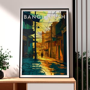 Stampa di viaggio del Bangladesh - Arte murale del Bangladesh - Arte del Bangladesh - Arte della città del Bangladesh - Poster del Bangladesh - Stampa di viaggio in Asia - Regalo di viaggio