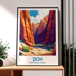 Zion National Park Wall Art - Utah Poster - Travel Wall Art - US National Park Poster - Zion Poster - Utah National Park Print - Zion Art
