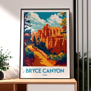 Impresión del Cañón Bryce - Arte mural de Utah - Póster de Parque Nacional de EE. UU. - Arte mural de viaje - Póster del Cañón Bryce - Póster de Utah, EE. UU. - Arte de Parque Nacional