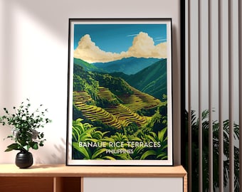 Stampa delle terrazze di riso di Banaue: poster di viaggio nelle Filippine