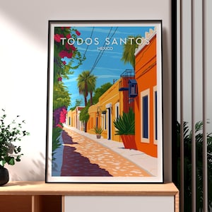 Impresión de Todos Santos - Arte de la pared de Todos Santos México - Arte de México - Cartel de la Ciudad de México - Arte de la pared de viaje - Cartel de México - Arte de Todos Santos