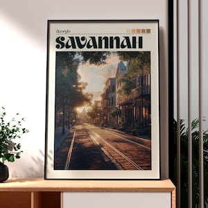 Impresión de Savannah - Arte mural de Georgia - Póster del estado de Georgia - Arte mural de EE. UU. - Regalo para viajeros - Impresión del estado de EE. UU. - Póster de Savannah, Georgia, EE. UU.
